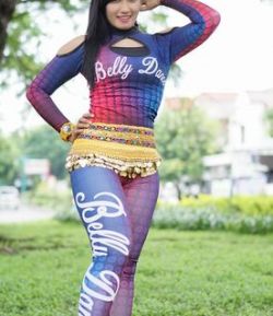 SXB BELLY DANCE PRINTING CROPPED, LONG SLEEVE AND LEGGING COMPRES