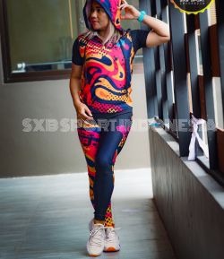 SXB BLACK TEMPLAR SHORTSLEEVE HOODIE HALF ZIPER AND LEGGING