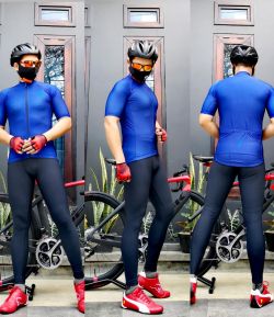 SXB CLASSIC ROAD BIKE JERSEY SHORT SLEEVE TYPE COMPRESSION (BLUE)