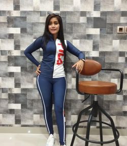 SXB NOVA FILA BLUE & WHITE LONG SLEEVE FULL ZIPPER AND LEGGING